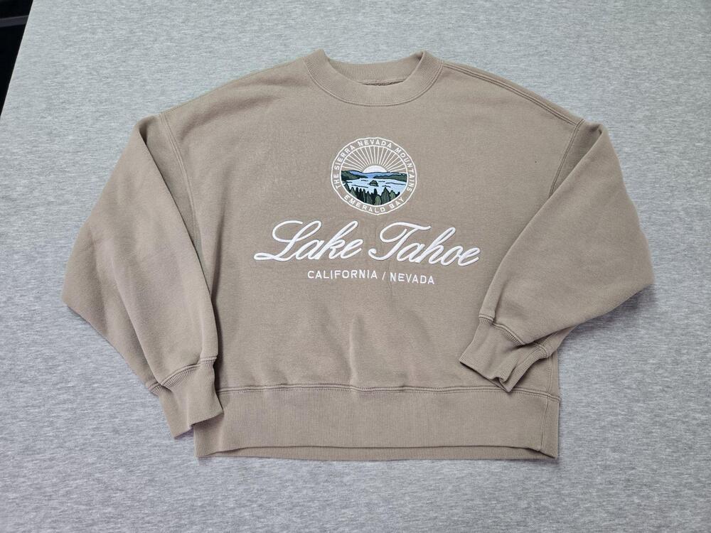 Abercrombie & Fitch Soft A&F Sweatshirt Womens Medium Beige Lake Tahoe Fleece